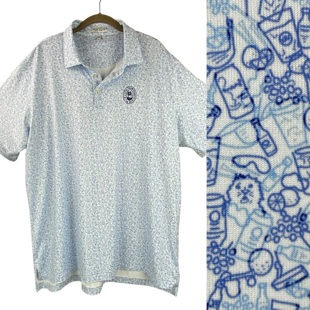 Peter Millar Summer Comfort Polo Size XL Little Palm Island The Keys Blue